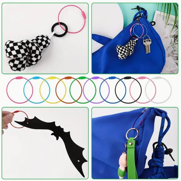 20 Pack Multicolor Stainless Steel Wire Loop Keychains