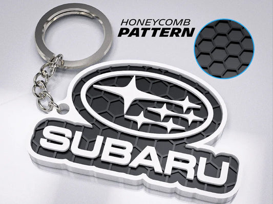 "Subaru" Honeycomb 3D Printed Key Chain
