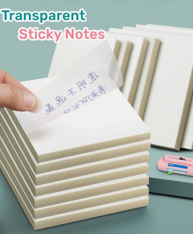 50pcs Clear Transparent Waterproof Adhesive Sticky Notes