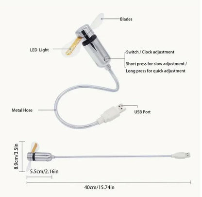 Portable USB LED Clock Fan - Dual Function Time Display & Cooling System