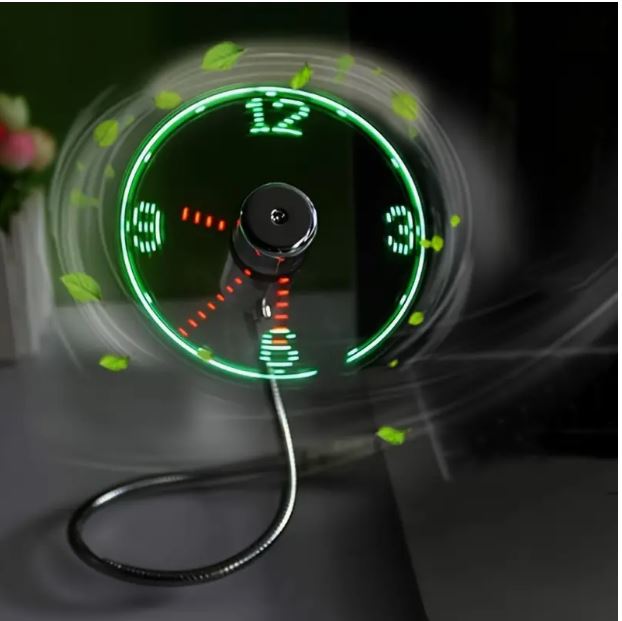 Portable USB LED Clock Fan - Dual Function Time Display & Cooling System