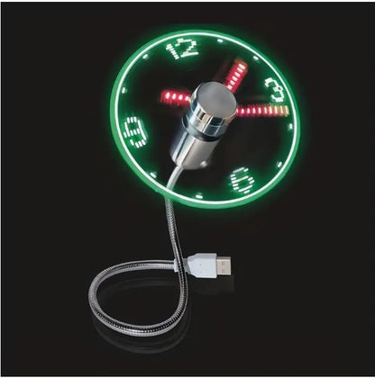 Portable USB LED Clock Fan - Dual Function Time Display & Cooling System