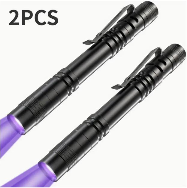 2-Piece Uv Black Light Flashlights With Clip - 395Nm