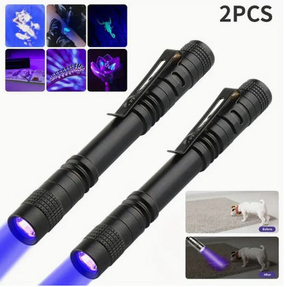 2-Piece Uv Black Light Flashlights With Clip - 395Nm