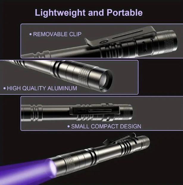 2-Piece Uv Black Light Flashlights With Clip - 395Nm