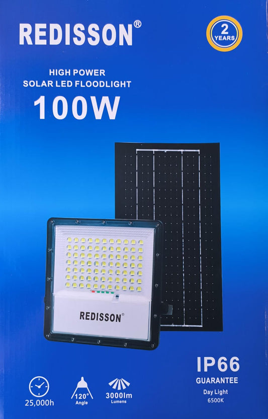 New Design Redisson 100Watt SOLAR Outdoor LED Flood Light - Electromann SA