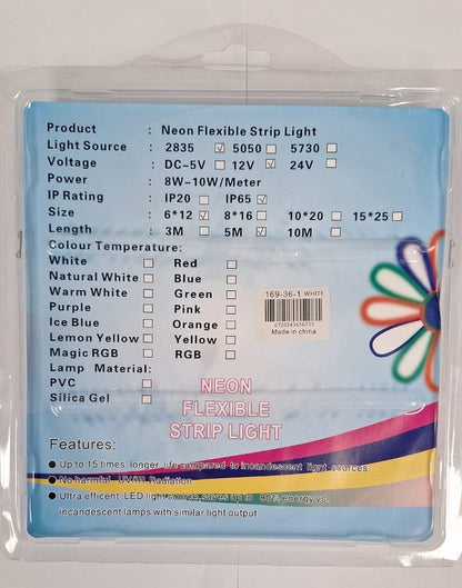 Neon LED Flex 12v DC - White 5m