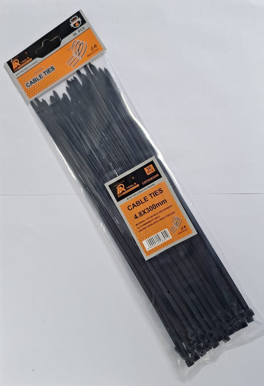 4.8x300mm Cable Ties - 50pcs
