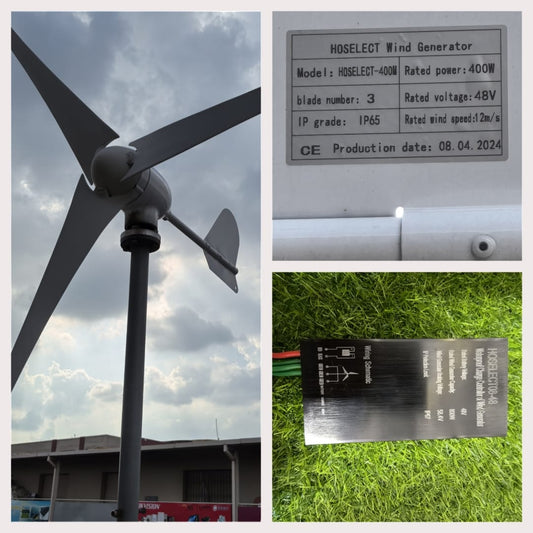 400W 3 Blades 48V Wind Turbine with 800W 48V PWM Charge Controller