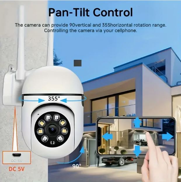 Panoramic 355° Wireless Home Security Camera with Night Vision And Two-Way Audio