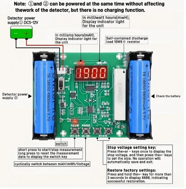 Xh-M240 18650 Lithium Battery Capacity Tester