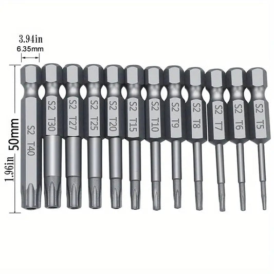 12pc 50mm Multi-Size Security Screwdriver Bit Set