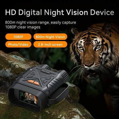 Night Vision Goggles with 10X Digital Zoom, Binoculars Telescope with Long Viewing Distance at night with Built-in Battery