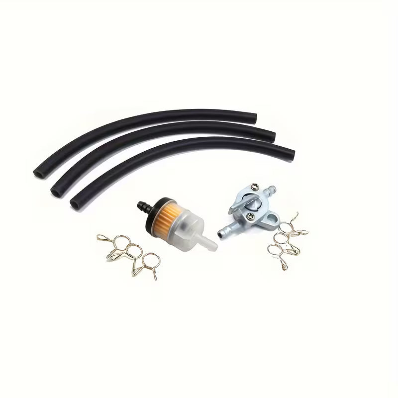 Temu 6MM motorcycle dirt bike ATV scooter fuel tank petcock valve on/off switch with metal lever and black plastic body.