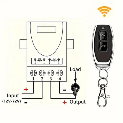 Wireless Remote Switch DC 12V/24V/48V/72V 30A Relay for Home Appliances