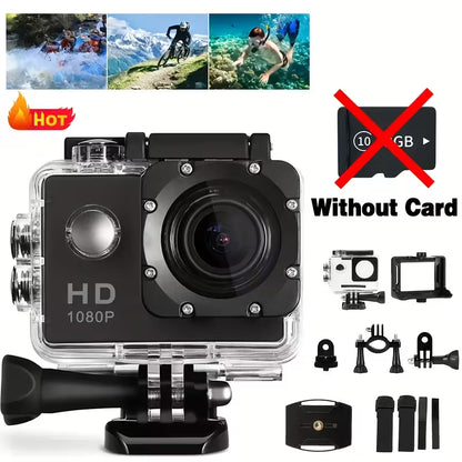 1080P HD Action Camera with 140° Wide Angle, 5.08cm LCD Display - Ultra HD Shooting