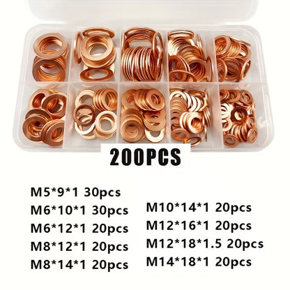 100pcs Copper Washer Gasket Set