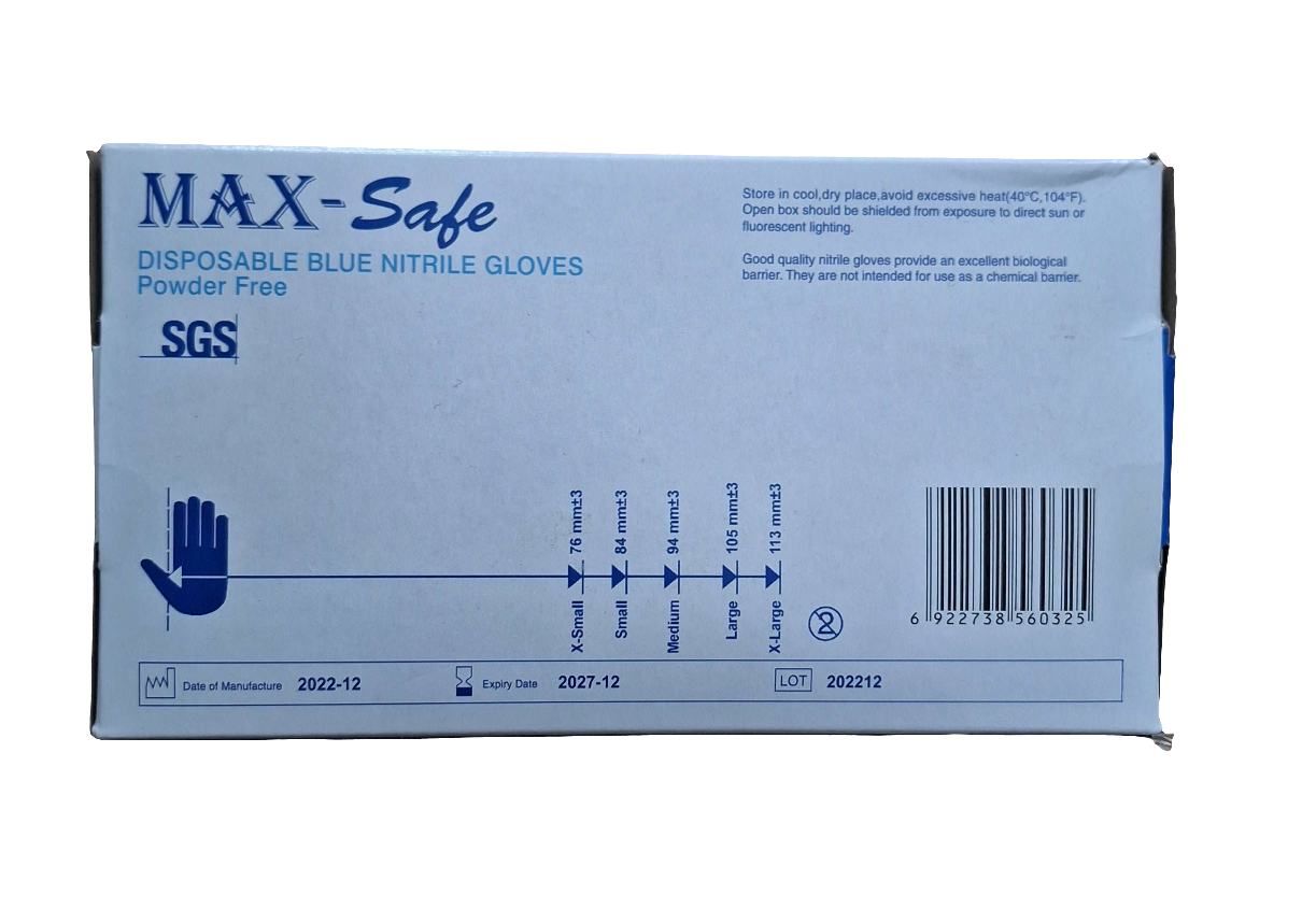 Disposable Blue Nitrile Gloves - 100 Gloves Large