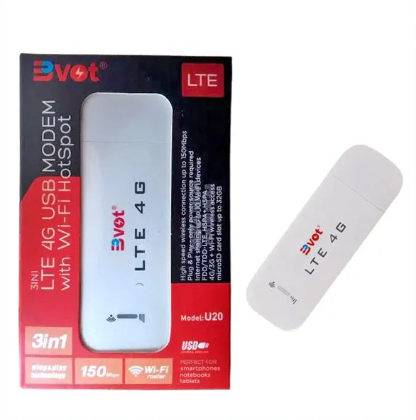 U20 Bvot 3-in-1 4G LTE USB Modem With Wifi Hotspot