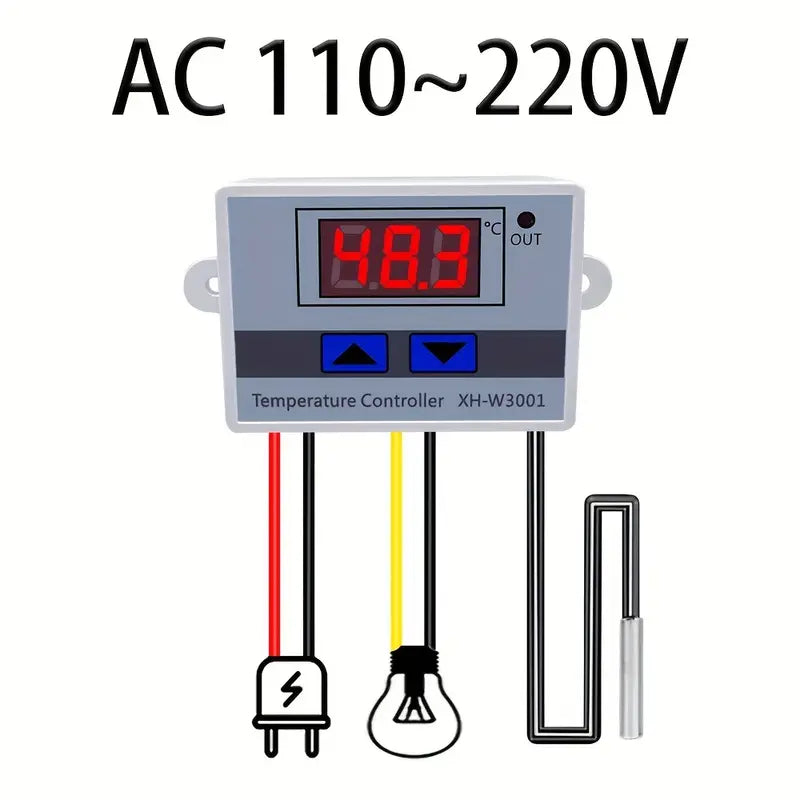 Digital LED Temperature Controller XH-W3001 For Incubator Cooling and Heating