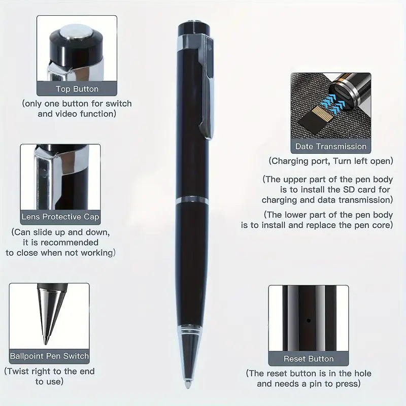 Mini Portable 1080p Wearable Camera Recorder Pen