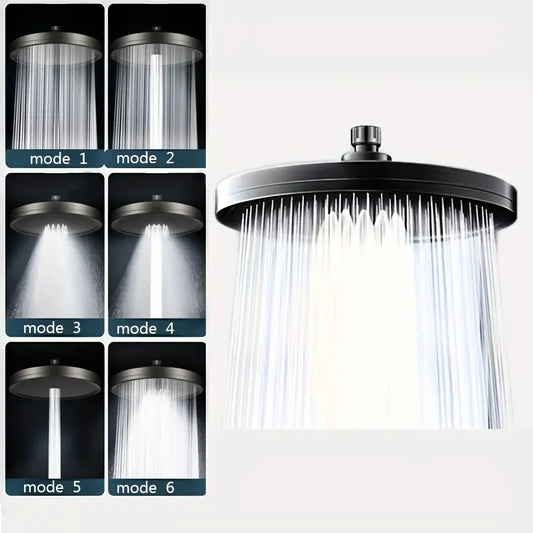 1pc Deluxe 6-Mode Adjustable High Pressure Showerhead