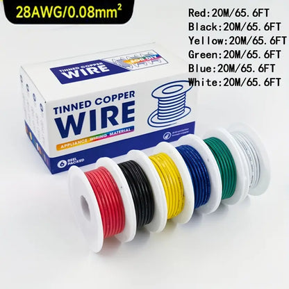 1 set PVC 28 Gauge 6 Colors Tinned Copper Wire Hook up Wire Kit