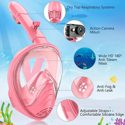 Children's Full Face Snorkeling Mask With Camera Mount