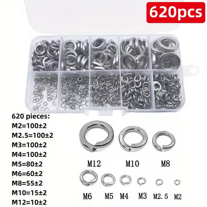 310/620pcs 304 Stainless Steel Spring Lock Washers