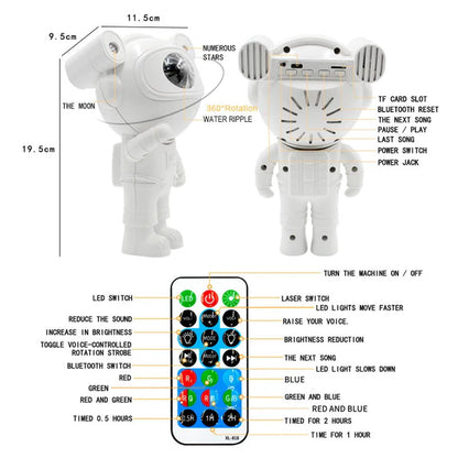 Astronaut projection Night Light with Bluetooth Speaker