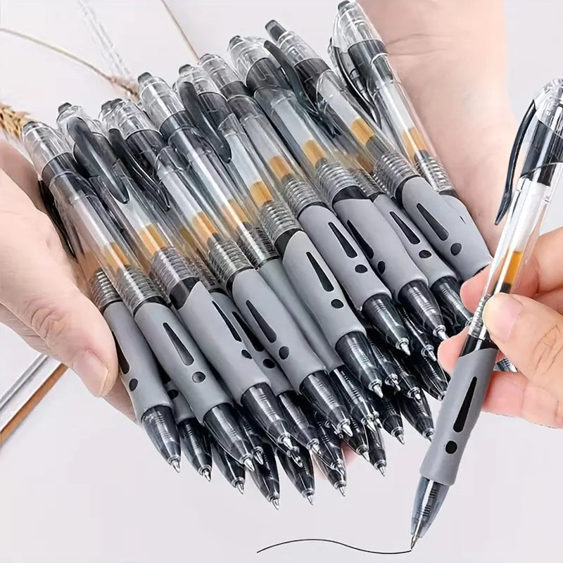 25pcs Retractable Gel Pens - 0.5m Fine Point with Refills Black Pens