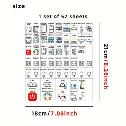 57pc Electrical Panel and DB Board Label Sticker Set