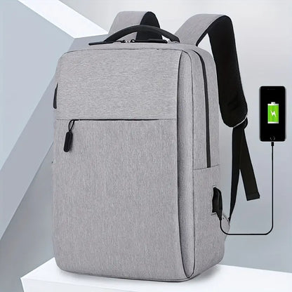 1pc Grey Laptop Bag - Lightweight, Versatile Business Backpack with Adjustable Strap