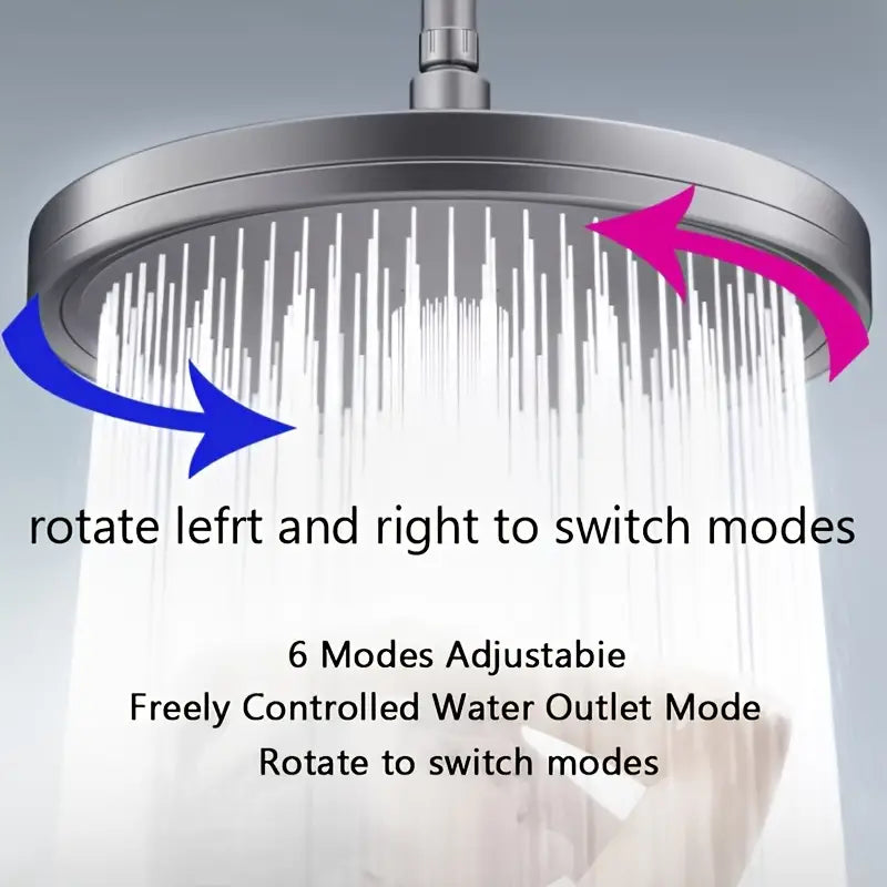 1pc Deluxe 6-Mode Adjustable High Pressure Showerhead