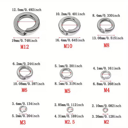 310/620pcs 304 Stainless Steel Spring Lock Washers