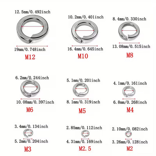 310/620pcs 304 Stainless Steel Spring Lock Washers