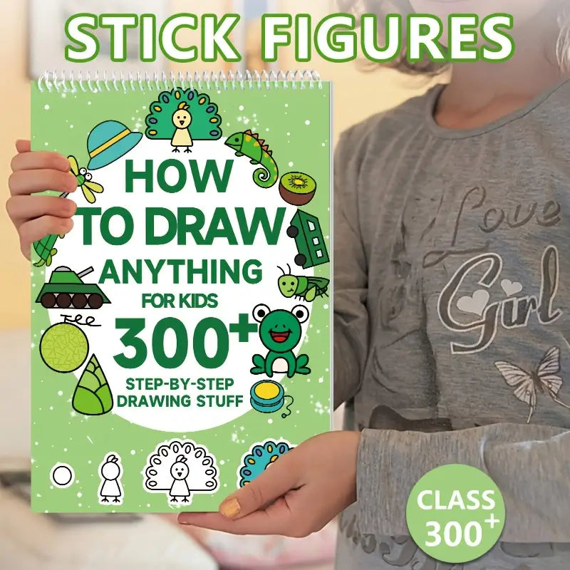 1pc Green Stick Figure Drawing Book for Youngsters