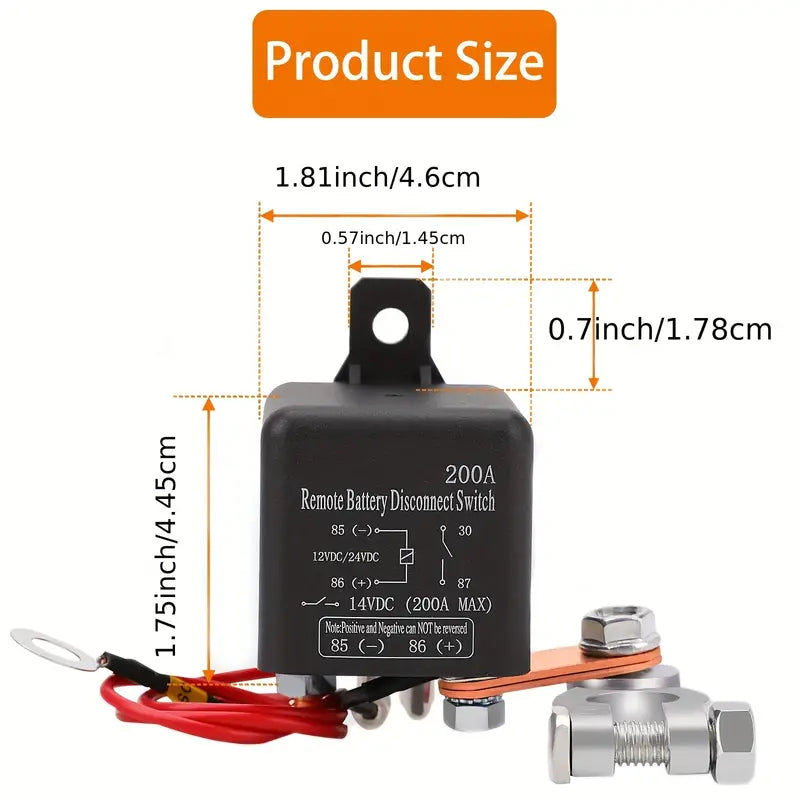 DC12V 200A Remote Battery Disconnect Switch Kill Switch For Cars