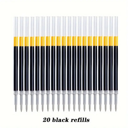 25pcs Retractable Gel Pens - 0.5m Fine Point with Refills Black Pens