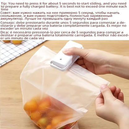 Compact Easy-Seal Snack Sealer - Portable Mini Plastic Bag Vacuum Sealer