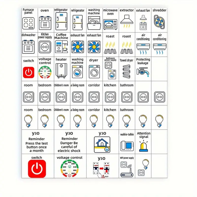 57pc Electrical Panel and DB Board Label Sticker Set