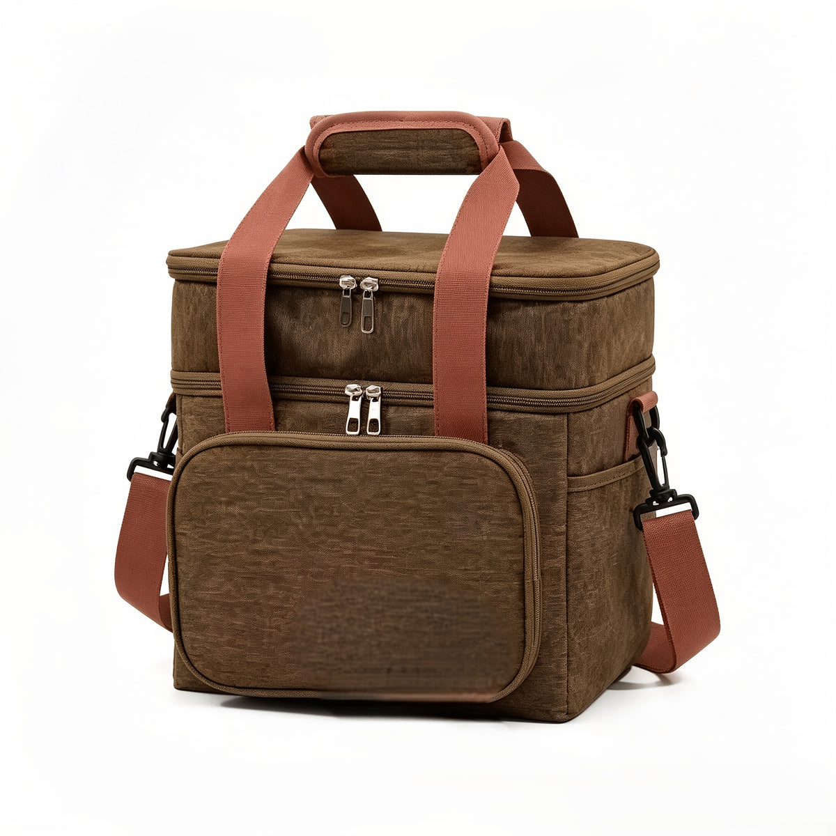Temu large insulated lunch and cooler tote box with two-tier design, featuring sturdy handles and insulated interior for food storage.