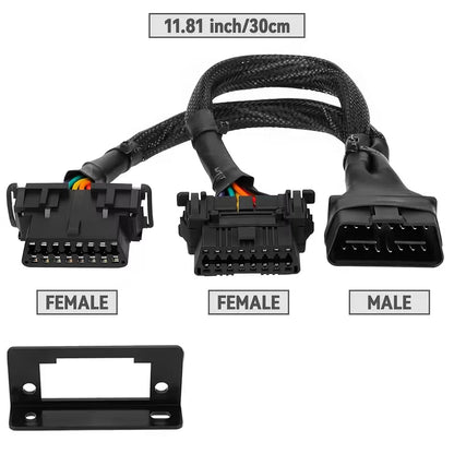 16-Pin OBD II Splitter Extension Cable