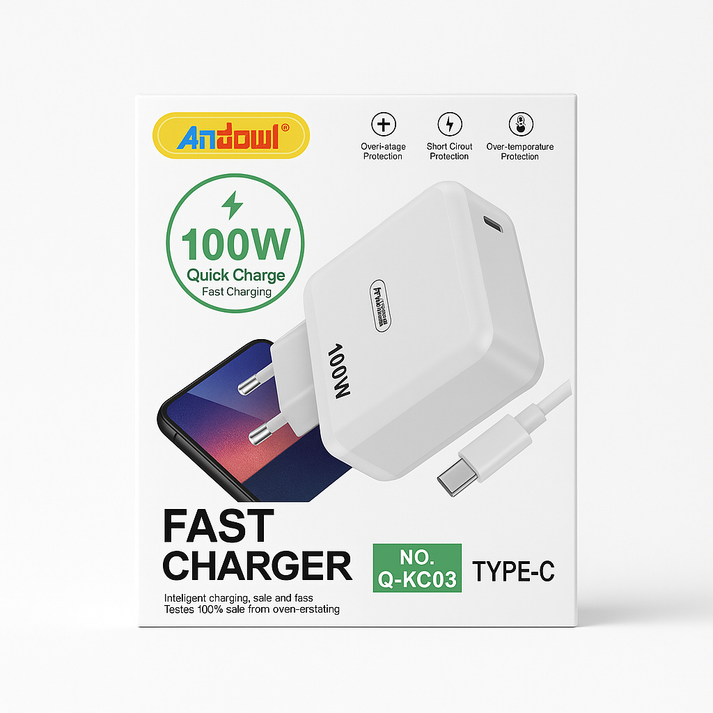 Andowl 100W Fast and High Speed Type C Mobile Phone/Laptop Charger