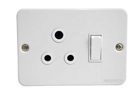 Redisson Industrial Metal Single Plug Socket - Surface Mounted