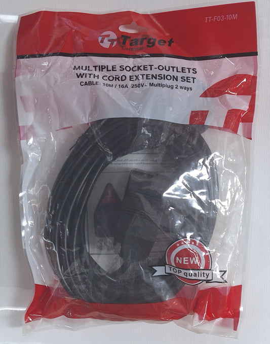Black 2 x SA Plug Sockets Extension Cord 10m – Durable and Reliable Power Solution 16A 250v AC - Little Tokyo SA