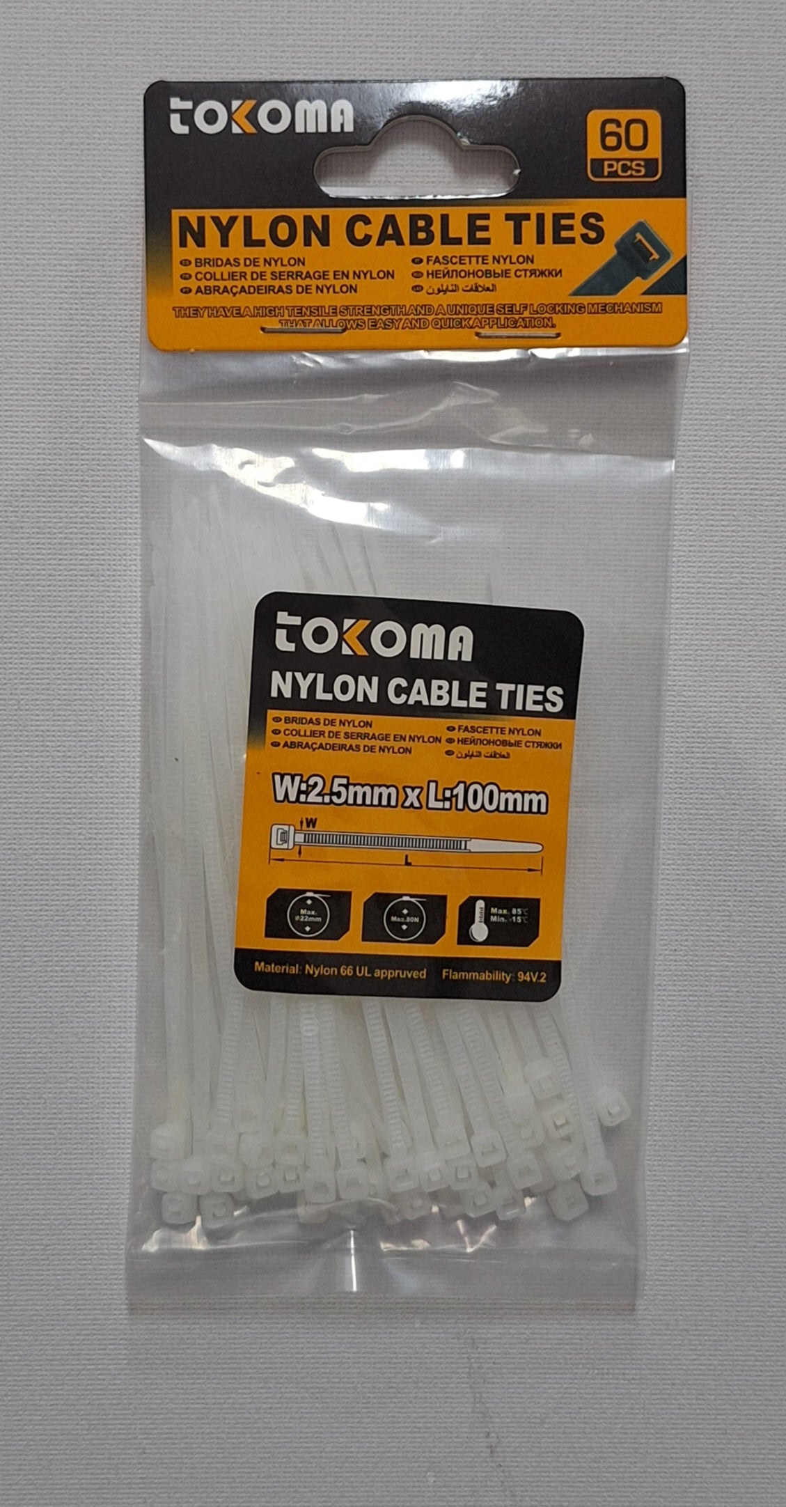 2.5mmx100mm Cable Ties - 60pcs - Little Tokyo SA