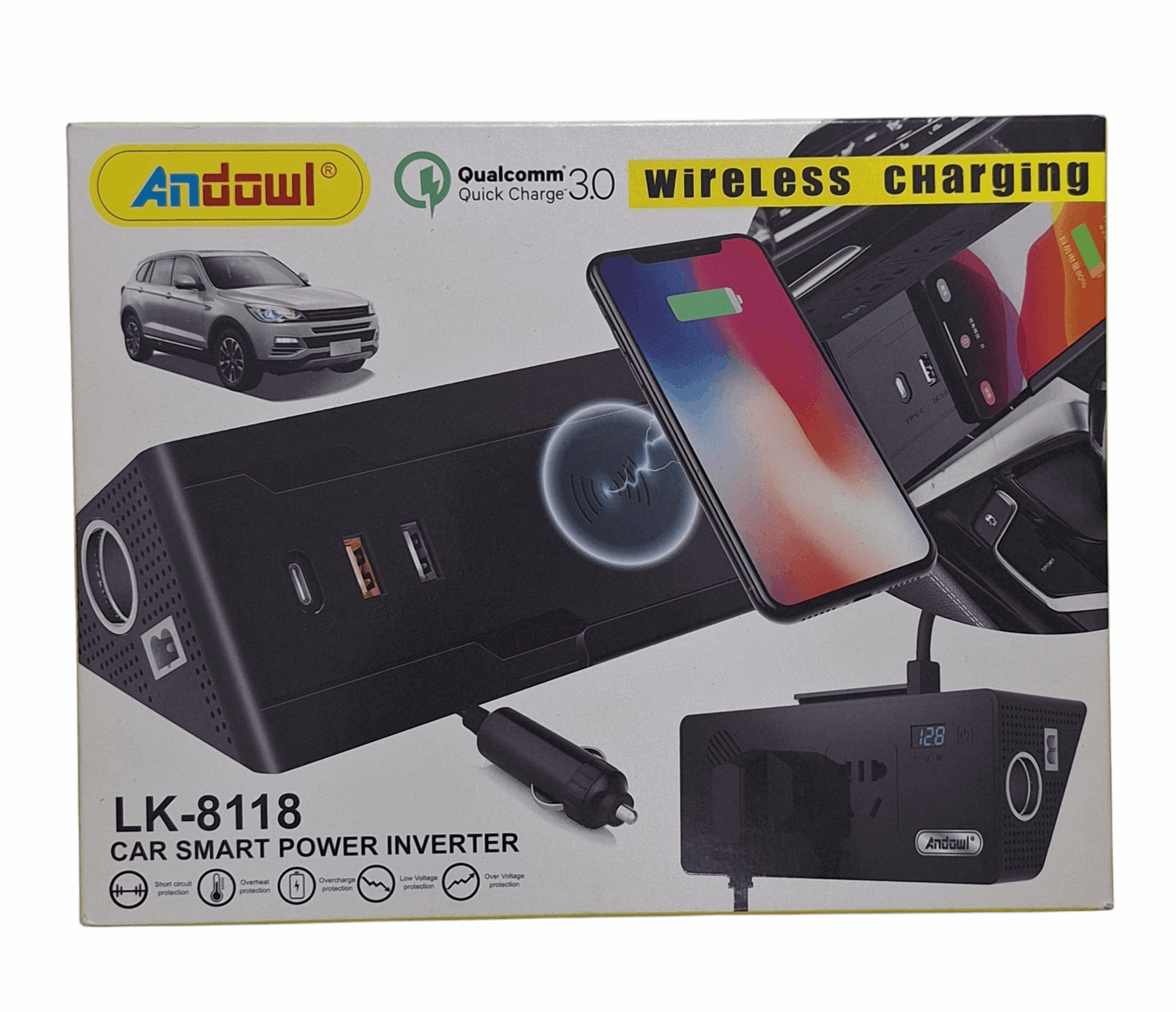 Optimize Your Ride with Andowl Smart Power Inverter: Wireless Charging for Cars