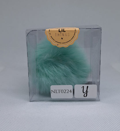 Custom Resin Letter Keychain With a Turquoise Pom Pom - Y - Little Tokyo SA