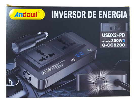 Andowl 300W Car Inverter with 2 USB Ports + PD – Efficient Power Supply for All Your Devices On the Road